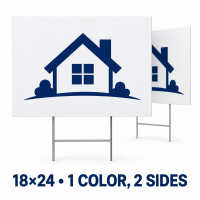 18x24 Custom Yard Signs 1 Color 2 Sides  (0.5" border)