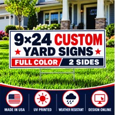 9×24 Full-Color Double-Sided Yard Signs 9×24 custom yard sign – full color, 2 sides